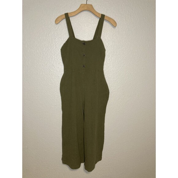 Rachel Zoe Size 2 Woman's Green Overall Jumper Jump Suit Cotton Pockets - Picture 1 of 9